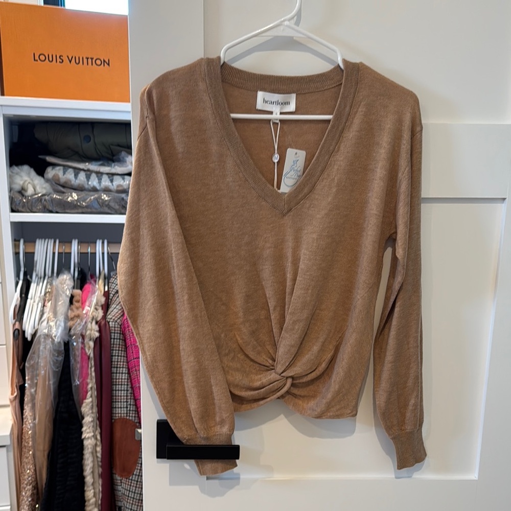 Heartloom Brown Long Sleeve Tie Front Blouse